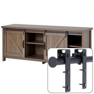 Mini Kit de Matériel de Porte Coulissante de Placards Quincaillerie Système de Rail Porte Suspendue Interieur pour Meuble tv Armoire - Porte Double
