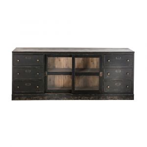 Signature Buffet en bois massif et verre L280 cm