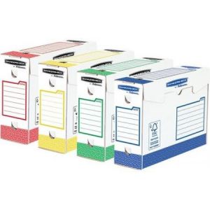 Fellowes 4474501 - Lot de 8 boîtes à archives Bankers Box Heavy Duty, larg. 100 mm, coloris assortis