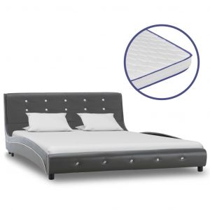 Image de VidaXL Lit avec matelas à mémoire de forme Gris Similicuir 140x200 cm