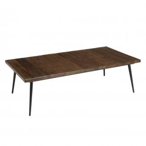 Macabane Table basse rectangle bois recyclé pieds métal Kiara marron - 135x70x40 cm