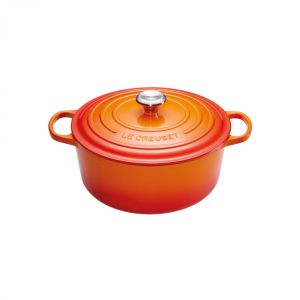 Image de Le Creuset Cocotte Signature en fonte émaillée ronde 22 cm orange Volcanique