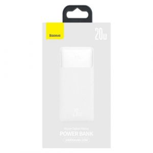 Baseus Power Bank Pro with Digital Display, Fast Charge, U+U+C (with USB-A to Micro USB 0.25m Cable) 20W, 10000 mAh Whit