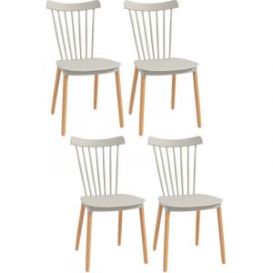 MH Lot de 4 chaises sven bois et gris