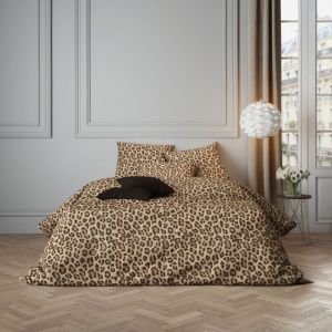 Terre de Nuit Parure de lit 140x200 satin marron Felidae
