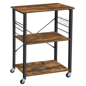 &Eacute;tag&egrave;re de cuisine desserte chariot de service &agrave; 3 niveaux 60 x 40 x 89 cm pour four &agrave; micro-ondes mini four grille-pain cadre m&eacute;tallique avec 6