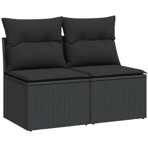 VidaXL Salon de jardin 4 pcs avec coussins noir résine tressée acacia