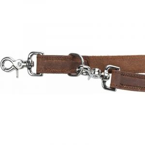 Image de Trixie Laisse réglable en cuir ciré et vielli Rustic - L-XL: 2,00 m/25 mm - Brun foncé - Pour chien