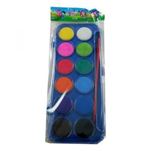 Set Plateau De Peinture &Agrave; L'eau Aquarelle 12 Couleurs + Pinceau Palette Voyage