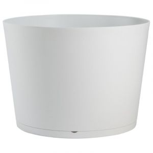 Image de Grosfillex Pot de fleur design Tokyo 36 Diam.36 H.26 - Blanc - Extérieur - Soucoupe amovible intégrée