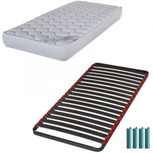 Ebac Literie - Matelas mousse + Sommier métal C39 90x190 Montana - Hauteur 18 cm - Soutien équilibré