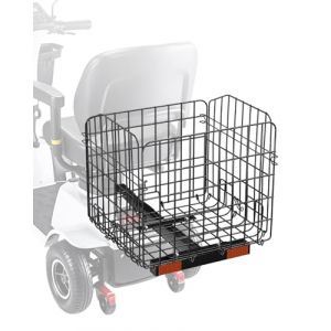 Image de VEVOR Panier Arrière de Scooter de Mobilité Métallique Pliable Robuste, 450 x 450 x 390 mm, Capacité de Charge 15 kg, Fonctionne avec Récepteur 25,4 mm, Compatible avec la Plupart Scooters de Mobilité