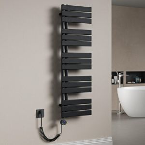 Mai&mai - Radiateur Central Sèche-Serviette 131x40 Gris Noir en Acier Inoxydable fn avec Résistance Chauffante 1000W