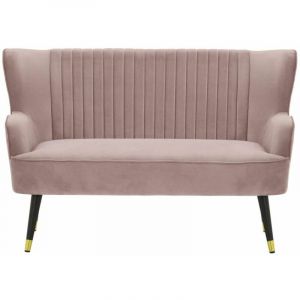 Image de Loungitude Banquette En Velours Et Pieds Noirs En Laiton Rose