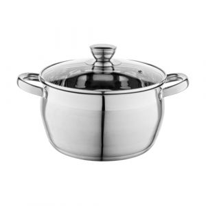 Image de FLORINA Faitout Inox (4,8 l) I Diam&egrave;tre de 22 cm I Marmite Inox OLIVER I Casserole Acier Inoxydable avec Couvercle en Verre I Faitout pour Induction, Marmite tous Feux I Convient au Lave-vaisselle