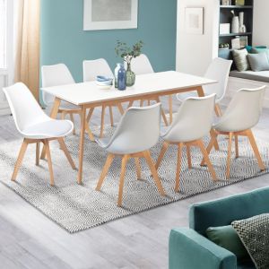 Image de Idmarket Table scandinave extensible INGA 160-200 CM blanche