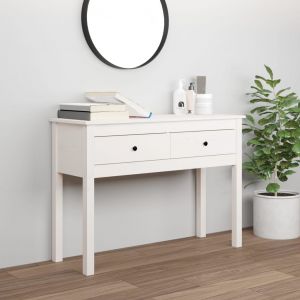 VidaXL Table console Blanc 100x35x75 cm Bois massif de pin - Blanc