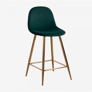 Tabouret haut en velours Glamm SKLUM Doré ↑65 cm Vert Jungle