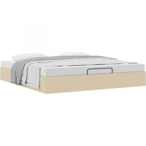 VidaXL Cadre de lit ottoman sans matelas crème 200x200 cm tissu