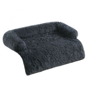 Panier Tissu Peluche Taille XXL pour Chiens de Grande Taille 122 x 95 x 18 cm Gris Foncé