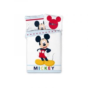 Parure de couette Microfibre MICKEY 140x200 cm + taie d'oreiller 63x63 cm Blanc & Multicolore