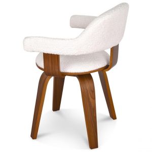 Opjet Chaise pivotante - bois de noyer et bouclette - Blanc