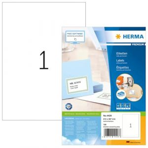Herma 4428 Étiquettes 210 x 297 Premium A4 100 pièces Blanc