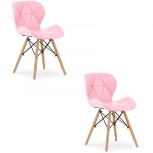Chaise LAGO en éco-cuir - rose x 2
