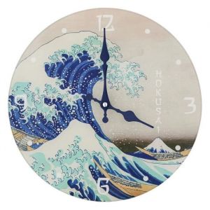 Image de Enesco France Horloge Murale décorative en Verre Katsushika Hokusai, La Vague (30cm)