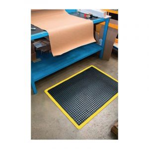 Coba Revêtement de sol du poste de travail tapis fini L1200xl.900xép.14 mm noir/jaune SBR-caoutchouc