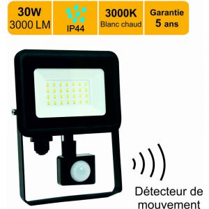 Lutèce Arc - Projecteur led 30W 3000 lm 3000K IP44 avec détecteur - garantie 5 ans
