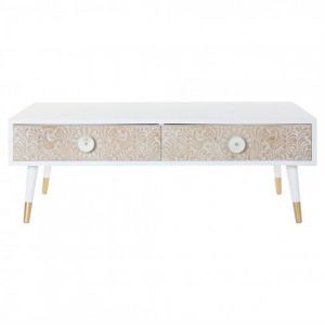 Meubles de télévision DKD Home Decor Blanc Sapin Marron Clair (120 x 65 x 42 cm)