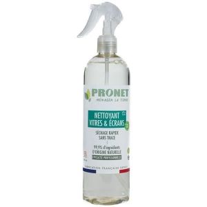 Pronet Nettoyant vitres et écrans NATURE - Ecocert - Pulvérisateur - 500ml - Huiles essentielles plantes fraîches