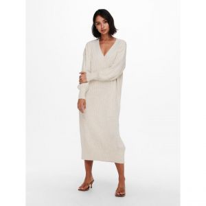 Only Onlnew Tessa L/S MIDI V Dress KNT Noos Robe Longue, Pumice Stone, S Femme