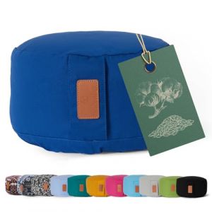 #DoYourYoga Coussin de Yoga »Vishnu« - Idéal pour Yoga, pilâtes et méditations prolongées - Housse retirable & Lavable - Dimension : H 15 cm, D env. 30 cm - Bleu Marine - Coques d'épeautre