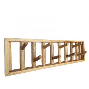Meubletmoi - Patère/Porte-manteau mural 70 cm 8 crochets bois teck clair – robinson