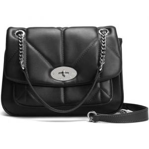 David Jones Sac Bandoulière Matelassé Rabat Tourniquet Cuir PU Femme - Noir