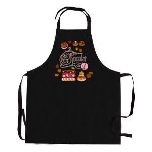 Declikdeco Tablier de cuisine sans poche Éclairs recyclé ? Noir ? 72 x 90 cm