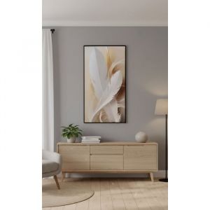 Tableau - ORNAMURA - Plumes Élégance Aérienne - Verre effet cristal - 60x120 cm - Cadre Aluminium