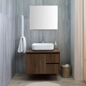 Kiamami Valentina MEUBLE DE SALLE DE BAIN SOUS-LAVABO CM 75 NOYER FONCÉ LAVABO ET MIROIR - SIENA - KVStore