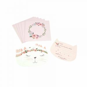 Lot De 6 Invitations D'anniversaire boho Chat 14cm Rose Prix