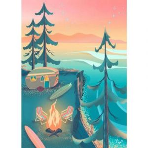 Puzzle 1000 pi&egrave;ces : Camping c&ocirc;tier par Capri Sadler