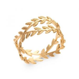 Bague - Bijouxia - Motifs Feuilles De Laurier - Plaqu&eacute; Or 18 Carats - Mixte - Taille 50 &Agrave; 60
