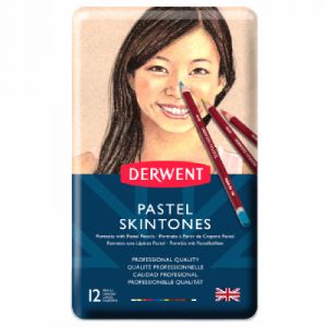 Image de Derwent Skintones Coffret 12 crayons pastel Bo&icirc;te en m&eacute;tal (Import Royaume Uni)