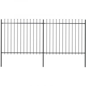 VidaXL Clôture de jardin avec dessus en lance Acier 3,4 x 1,5 m Noir