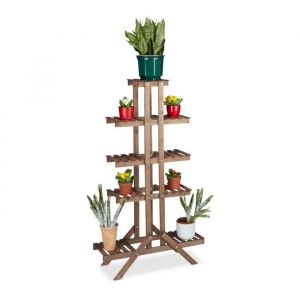 Relaxdays Etagère à fleurs en bois escalier pour plantes échelle fleur intérieur HxlxP: 142,5 x 83 x 28,5 cm - 4052025970703