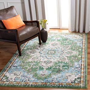 Safavieh Tapis Boho pour Salon, Salle à Manger, Chambre à Coucher - Madison Collection, Tapis à Poil Court, Vert et Turquoise, 183 X 274 cm