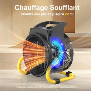 Chauffage Soufflant DAHTEC 2000W Noir - Classe A - Design Moderne et Discret - Thermostat Précis - Pour Intérieur