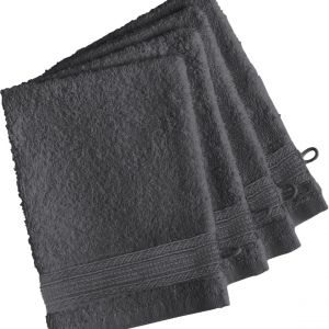 Lot de 4 gants de toilette coton 600 gm² Anthracite TERTIO