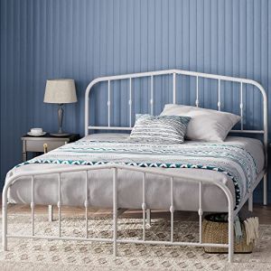 Zinus Heidi Lit 140 x 190 cm - 31 cm de hauteur - Lit double - Cadre de lit en métal avec tête et pied de lit - Blanc
